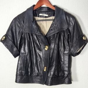 Mike & Chris Cropped Leather Jacket Black Size XS Urban Streetwear